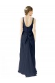 Long Dark Navy Sleeveless A-Line Open Back Bridesmaid Dress Birmingham