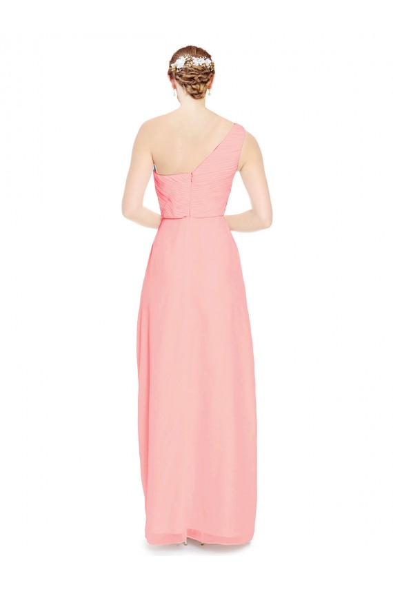 Long Salmon Sleeveless A-Line Soft Chiffon Bridal Party Dress Birmingham