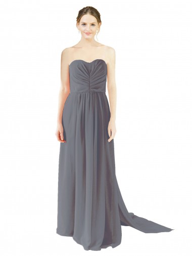 Long Slate Grey Sleeveless A-Line Open Back Bridesmaid Dress / Evening Dress Birmingham