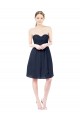 Knee Length Dark Navy Sleeveless A-Line Open Back Bridesmaid Dress Birmingham