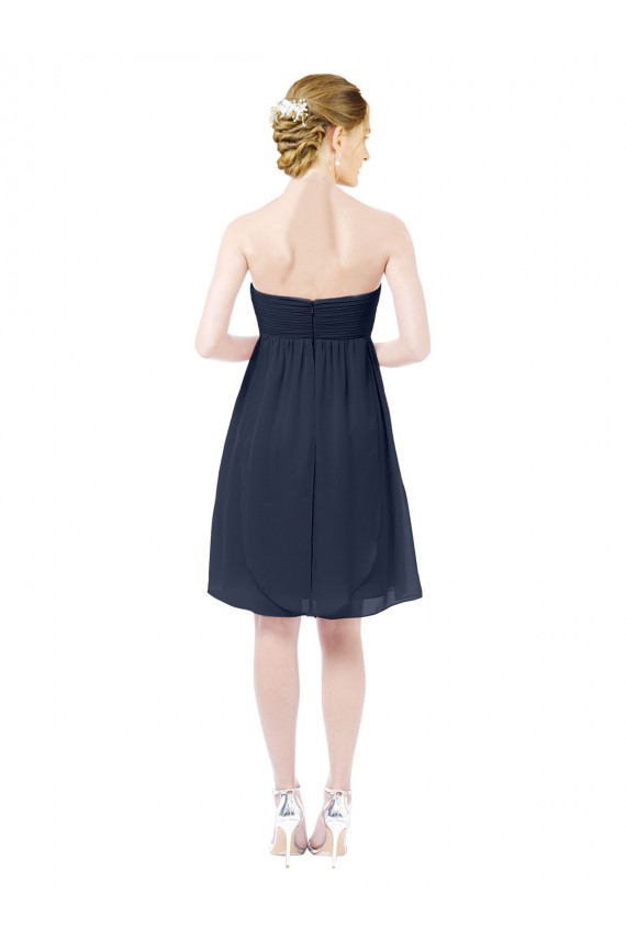 Knee Length Dark Navy Sleeveless A-Line Open Back Bridesmaid Dress Birmingham