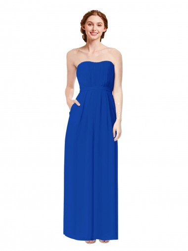 Long Royal Blue Sleeveless Sheath Open Back Bridesmaid Dress Birmingham