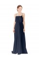 Long Dark Navy Sleeveless A-Line Open Back Chiffon Bridesmaid Dress / Evening Gowns Birmingham