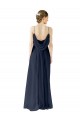 Long Dark Navy Sleeveless A-Line Open Back Chiffon Bridesmaid Dress / Evening Gowns Birmingham