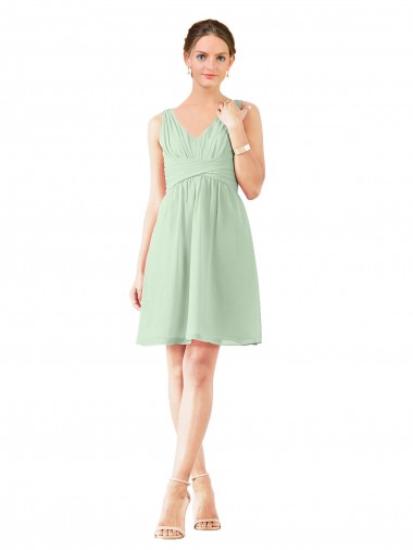 Knee Length Sage Sleeveless A-Line Bridesmaid Dress Birmingham