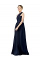 Long Dark Navy Sleeveless A-Line Chiffon Bridal Party Dress / Evening Dress Birmingham