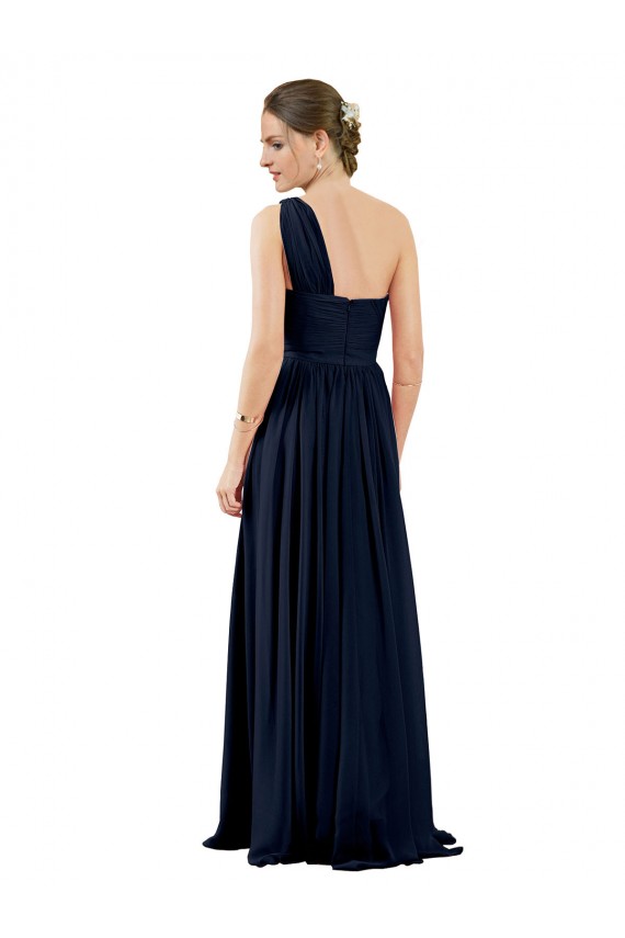 Long Dark Navy Sleeveless A-Line Chiffon Bridal Party Dress / Evening Dress Birmingham