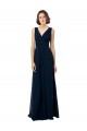 Long Dark Navy Sleeveless A-Line V-Back Bridal Party Dress Birmingham
