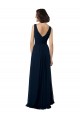 Long Dark Navy Sleeveless A-Line V-Back Bridal Party Dress Birmingham