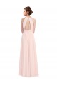 Long Pink Sleeveless A-Line Keyhole Back Soft Chiffon Bridesmaid Dress Birmingham