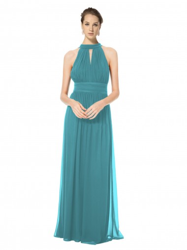 Long Hunter Sleeveless A-Line Keyhole Back Bridesmaid Dress Birmingham