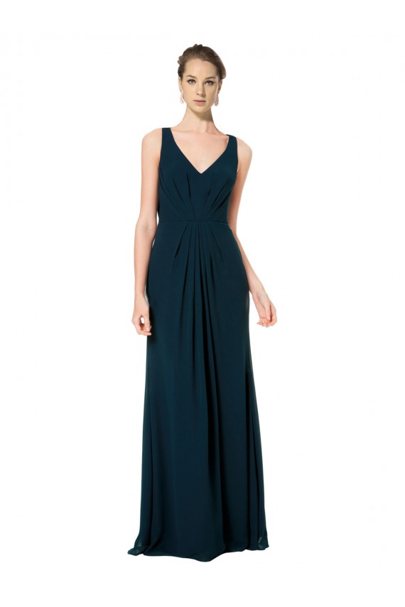 Long Midnight Green Sleeveless A-Line Soft Chiffon Bridesmaid Dress Birmingham