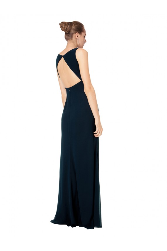 Long Midnight Green Sleeveless A-Line Soft Chiffon Bridesmaid Dress Birmingham