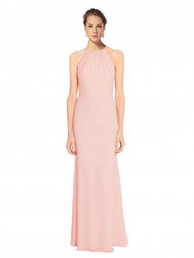 Long Pink Sleeveless A-Line Chiffon Bridesmaid Dress Birmingham