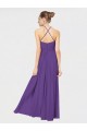 Long Plum Purple Sleeveless A-Line Open Back Bridesmaid Dress Birmingham