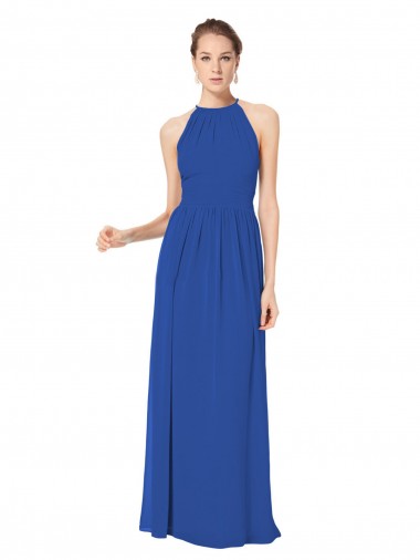 Long Royal Blue Sleeveless A-Line Keyhole Back Chiffon Bridesmaid Dress / Evening Dress Birmingham