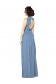 Long Dusty Blue Sleeveless A-Line Keyhole Back Soft Chiffon Bridesmaid Dress Birmingham