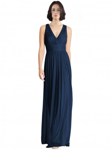 Long Floor Length Dark Navy Sleeveless A-Line Bridesmaid Dress Birmingham