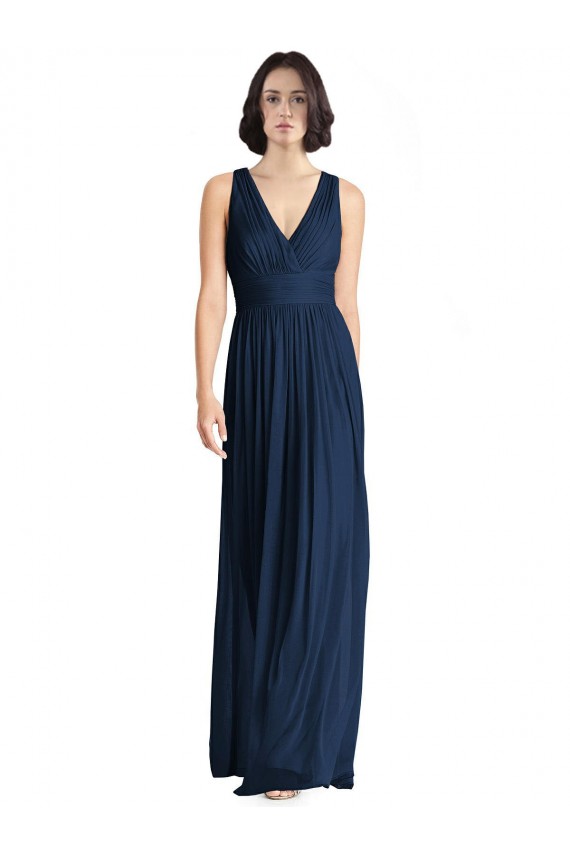 Long Floor Length Dark Navy Sleeveless A-Line Bridesmaid Dress Birmingham
