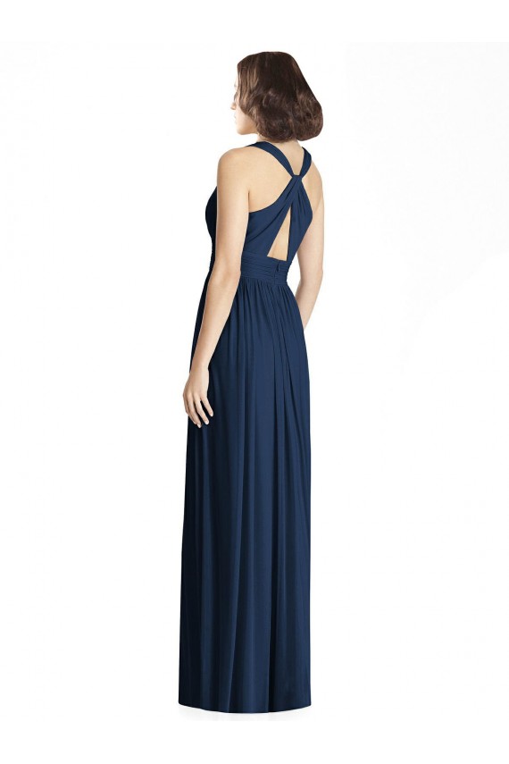 Long Floor Length Dark Navy Sleeveless A-Line Bridesmaid Dress Birmingham