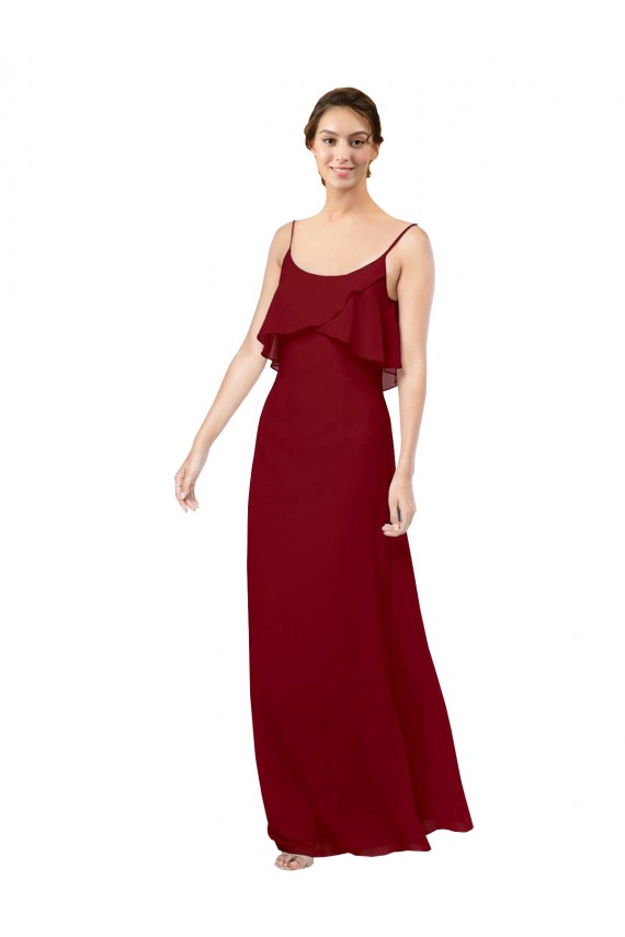 Long Burgundy Sleeveless Sheath V-Back Bridesmaid Dress Birmingham