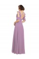 Long Dark Lavender Cold Shoulder A-Line Open Back Bridesmaid Dresses Birmingham