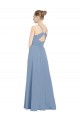 Long Dusty Blue Sleeveless A-Line V-Back Evening Dress / Bridesmaid Dress Birmingham