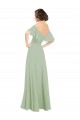 Long Smoke Green Cold Shoulder A-Line Bridesmaid Dress Birmingham