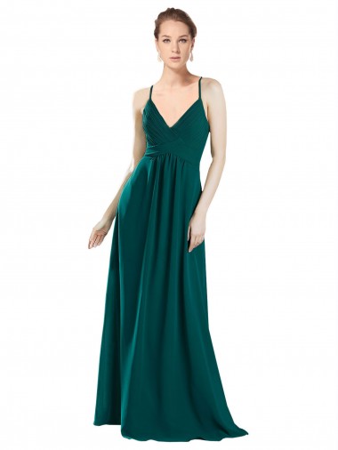 Long Hunter Sleeveless A-Line Keyhole Back Bridesmaid Dress / Evening Dress Birmingham