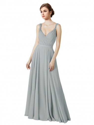Long Silver Sleeveless A-Line Bridesmaid Dress / Evening Dress Birmingham