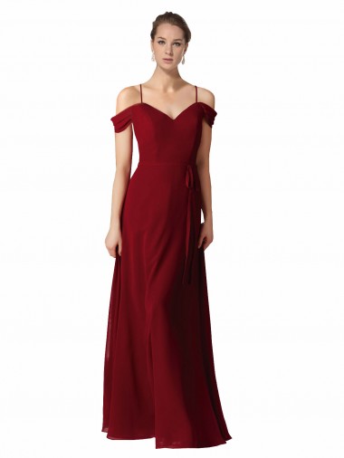 Long Burgundy Sleeveless A-Line Chiffon Bridesmaid Dress / Evening Dress Birmingham