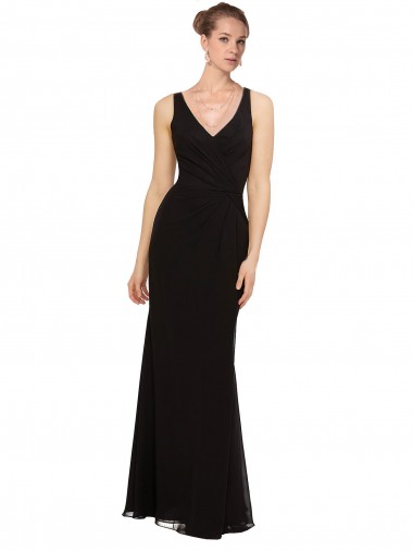 Long Black Sleeveless Sheath Bridesmaid Gown Birmingham