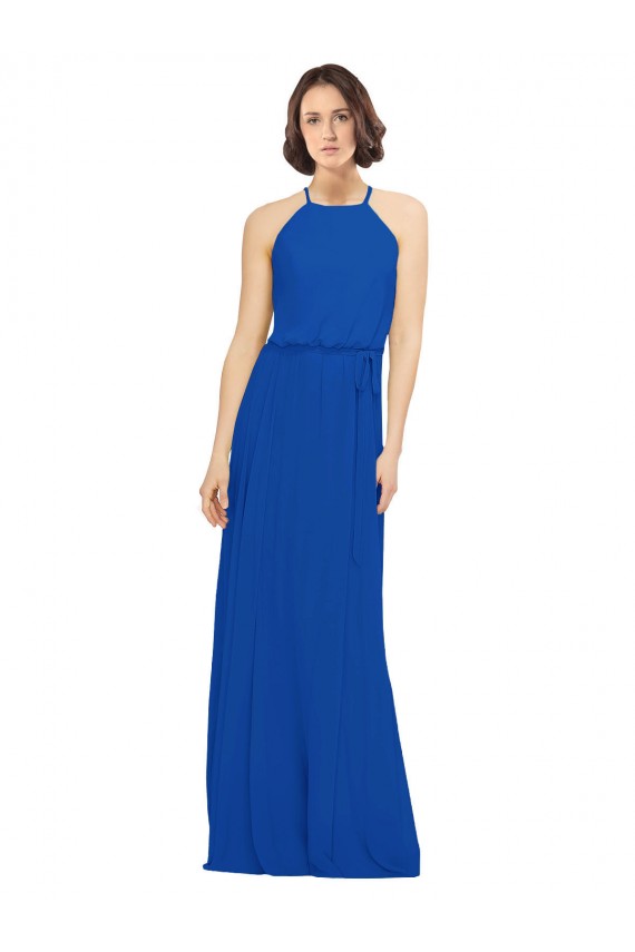 Long Royal Blue Sleeveless A-Line Soft Chiffon Bridal Party Dress Birmingham