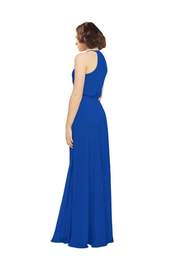 Long Royal Blue Sleeveless A-Line Soft Chiffon Bridal Party Dress Birmingham