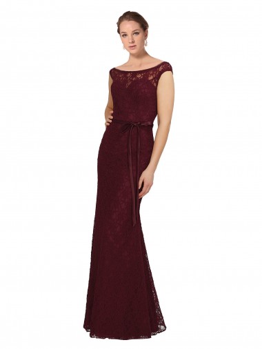 Long Burgundy Gold Cap Sleeves Sheath Bridesmaid Dress Birmingham