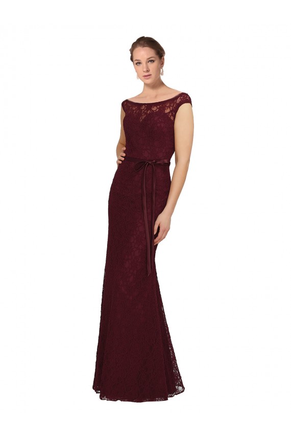Long Burgundy Gold Cap Sleeves Sheath Bridesmaid Dress Birmingham