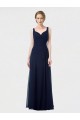 Long Dark Navy Sleeveless A-Line Low Back Lxue Chiffon Bridesmaid Dress Birmingham