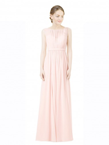 Long Sleeveless A-Line V-Back Soft Chiffon Bridesmaid Dress Birmingham