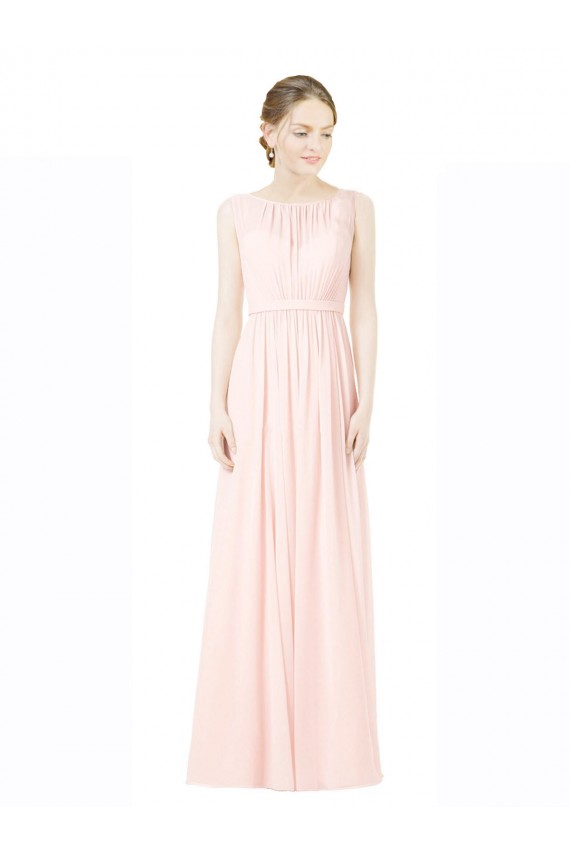 Long Sleeveless A-Line V-Back Soft Chiffon Bridesmaid Dress Birmingham