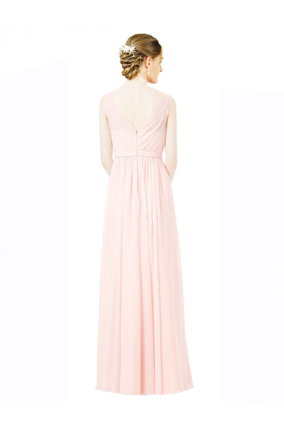Long Sleeveless A-Line V-Back Soft Chiffon Bridesmaid Dress Birmingham