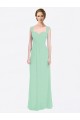 Long Mint Green Cap Sleeves A-Line V-Back Soft Chiffon Bridesmaid Dress Birmingham