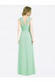 Long Mint Green Cap Sleeves A-Line V-Back Soft Chiffon Bridesmaid Dress Birmingham