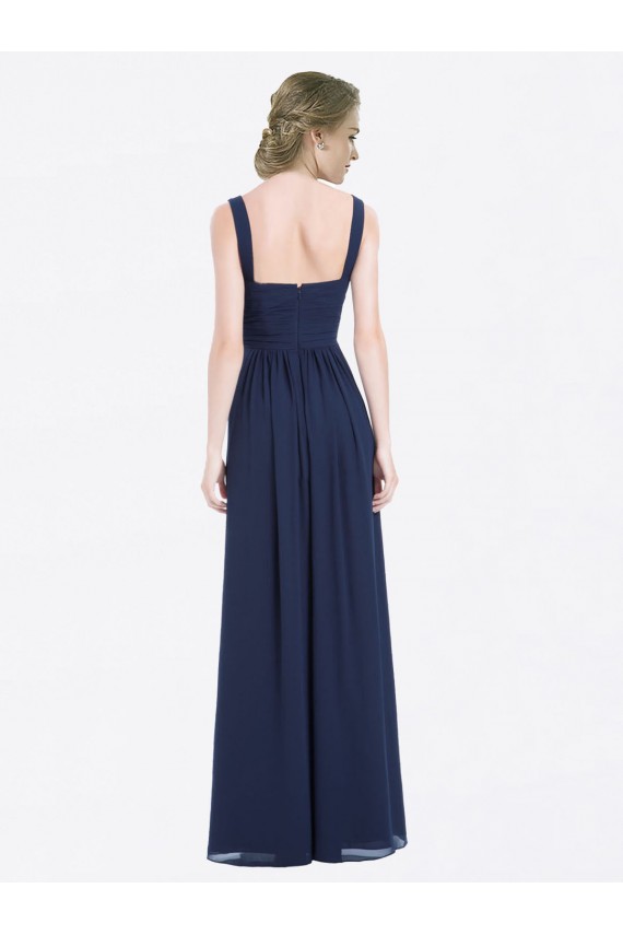 Long Dark Navy Sleeveless A-Line Low Back Evening Gowns / Bridesmaid Dress Birmingham