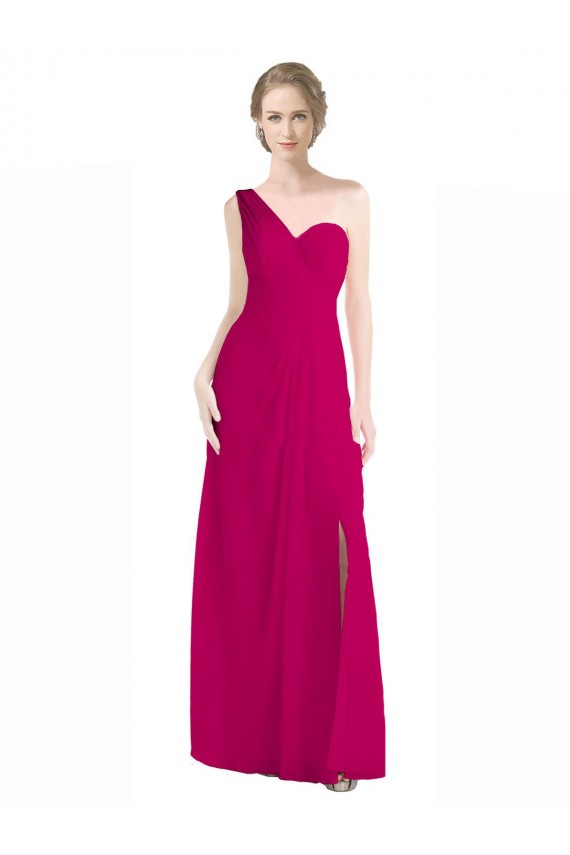 Long Red Sleeveless A-Line Soft Chiffon Bridesmaid Dress Birmingham