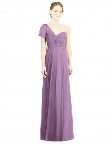 Long Dark Lavender Flutter Sleeves A-Line Open Back Formal Dress / Bridesmaid Dress Birmingham