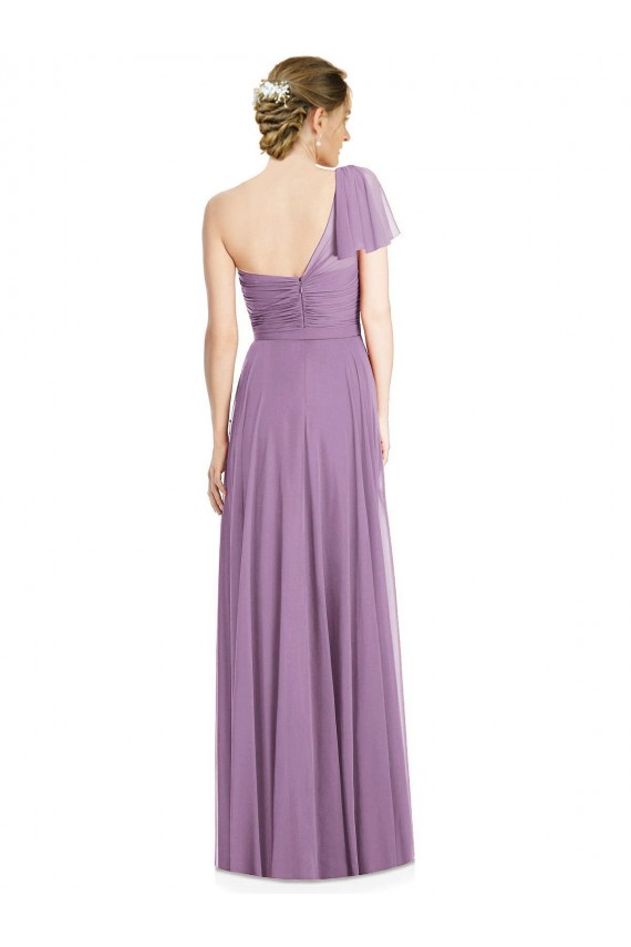 Long Dark Lavender Flutter Sleeves A-Line Open Back Formal Dress / Bridesmaid Dress Birmingham