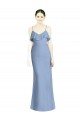Long Dusty Blue Sleeveless A-Line Open Back Bridesmaid Dresses Birmingham