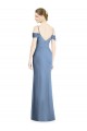Long Dusty Blue Cold Shoulder A-Line Open Back Formal Evening Gown / Bridesmaid Dress Birmingham