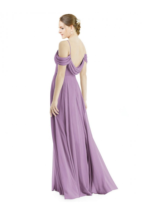 Long Dark Lavender Sleeveless A-Line Low Back Semi Formal Evening Dress / Bridesmaid Dress Birmingham
