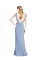 Long Floor Length Dusty Blue Sleeveless A-Line Open Back Bridesmaid Dress Birmingham